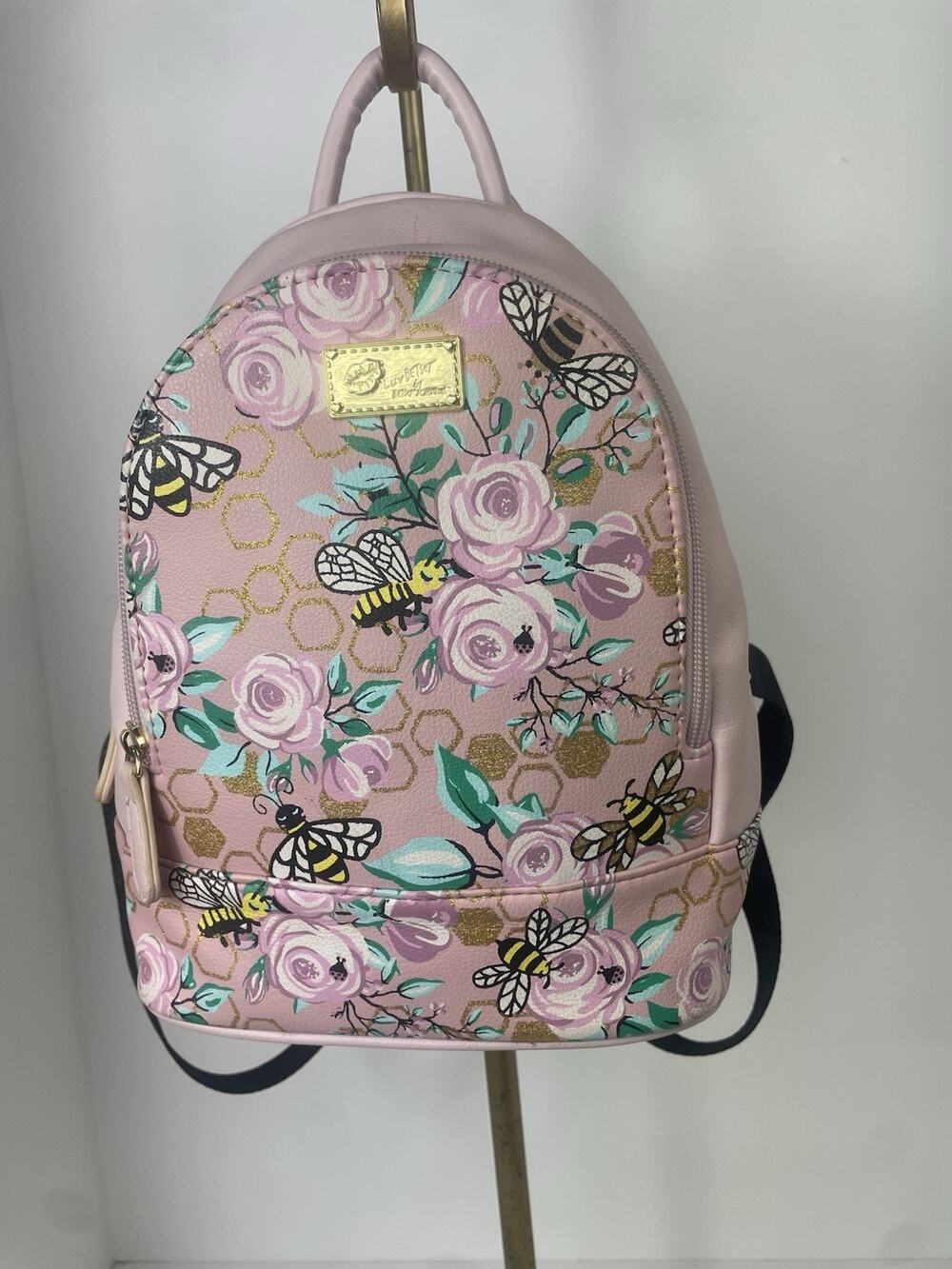 Luv Betsy Johnson Mini Pink Floral Bee Backpack Purse Bag